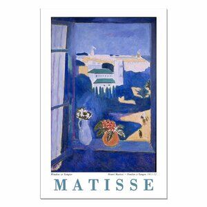 HENRI MATISSE "Window at Tangier" Colorful Blue Art Print: 13"by19" Poster